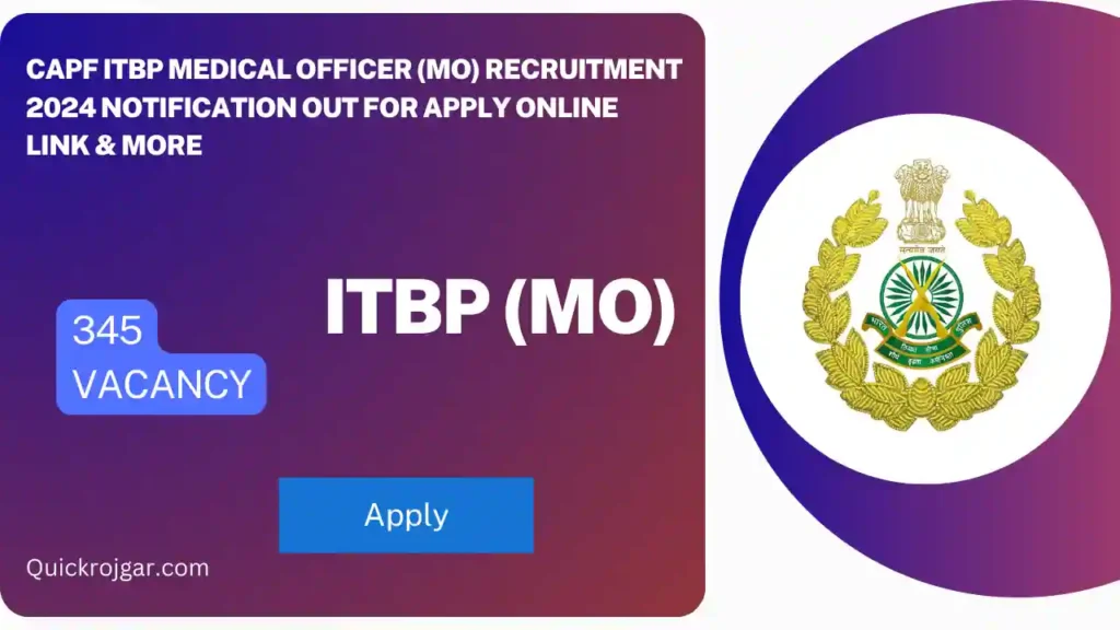 CAPF ITBP Medical Officer (MO) Recruitment 2024