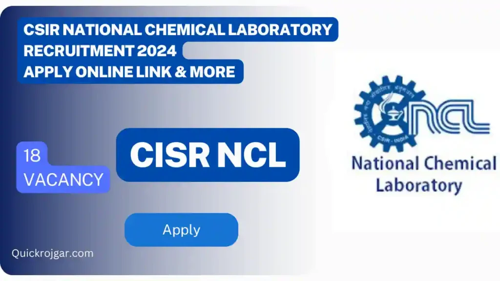 CSIR National Chemical Laboratory Recruitment 2024