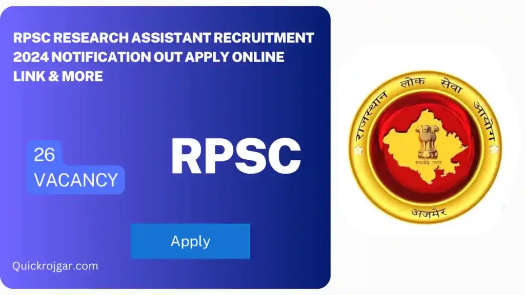 RPSC Research Assistant Recruitment 2024