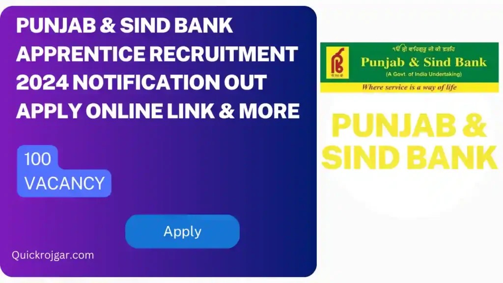 Punjab And Sind Bank Apprentice Recruitment 2024