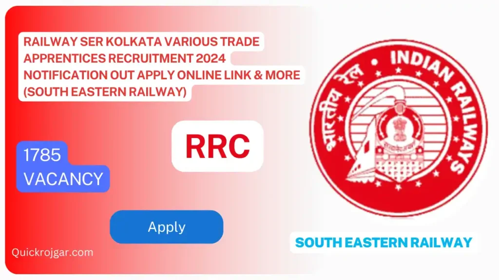 Railway SER Kolkata Various Trade Apprentices Recruitment